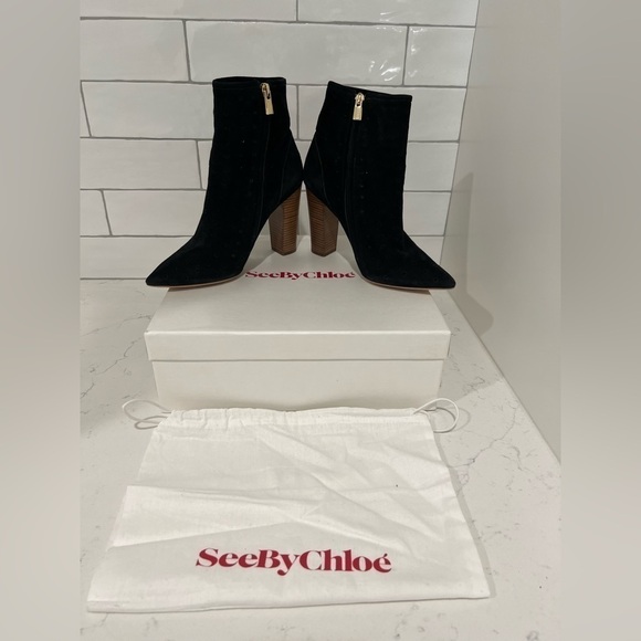See by Chloe Suede Eyelet Sock Boot. Size 8.5. EUC!! Includes box and dust bag. - Picture 7 of 13
